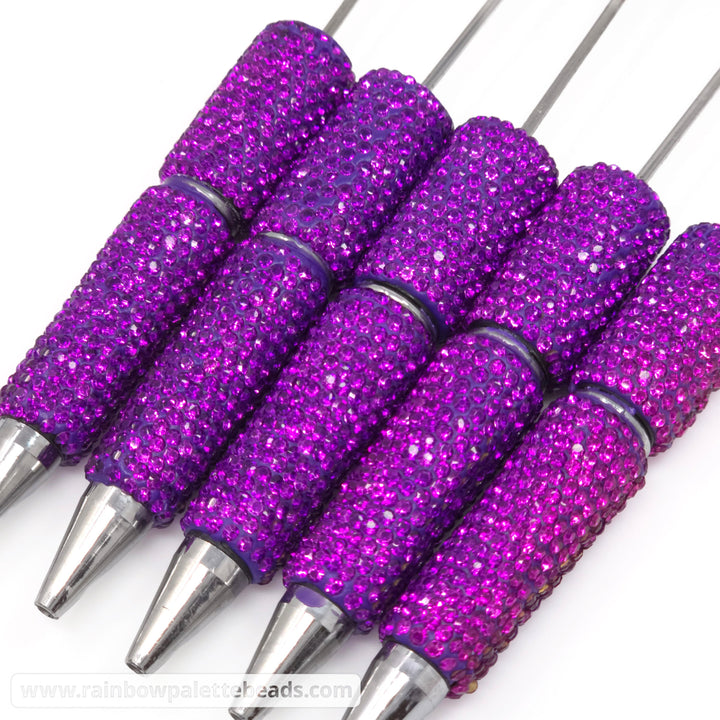 Solid Bright Royal Purple Crystal Full Rhinestone Beadable Diamond Pen