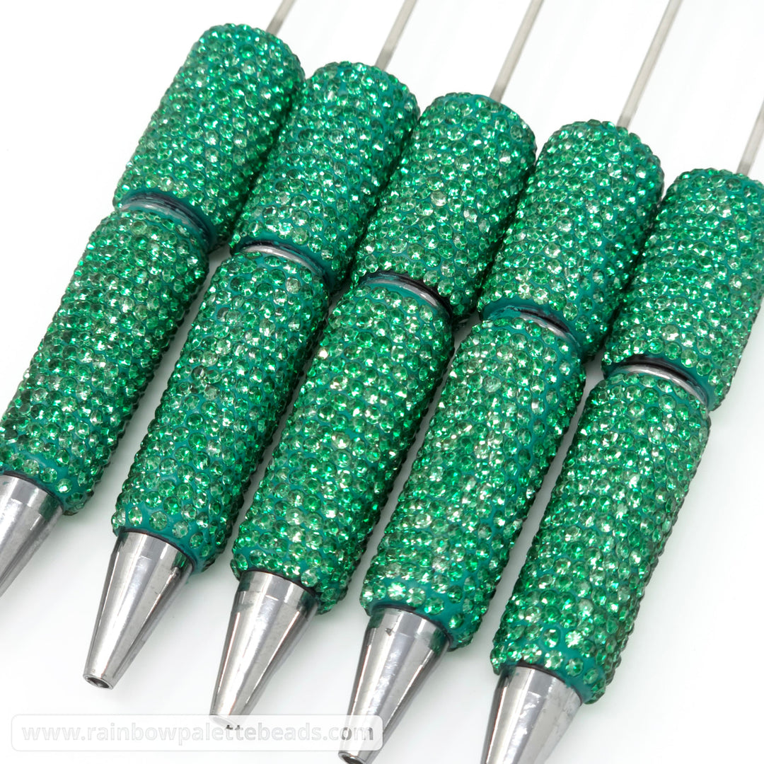 Solid Christmas Green Crystal Full Rhinestone Beadable Diamond Pen