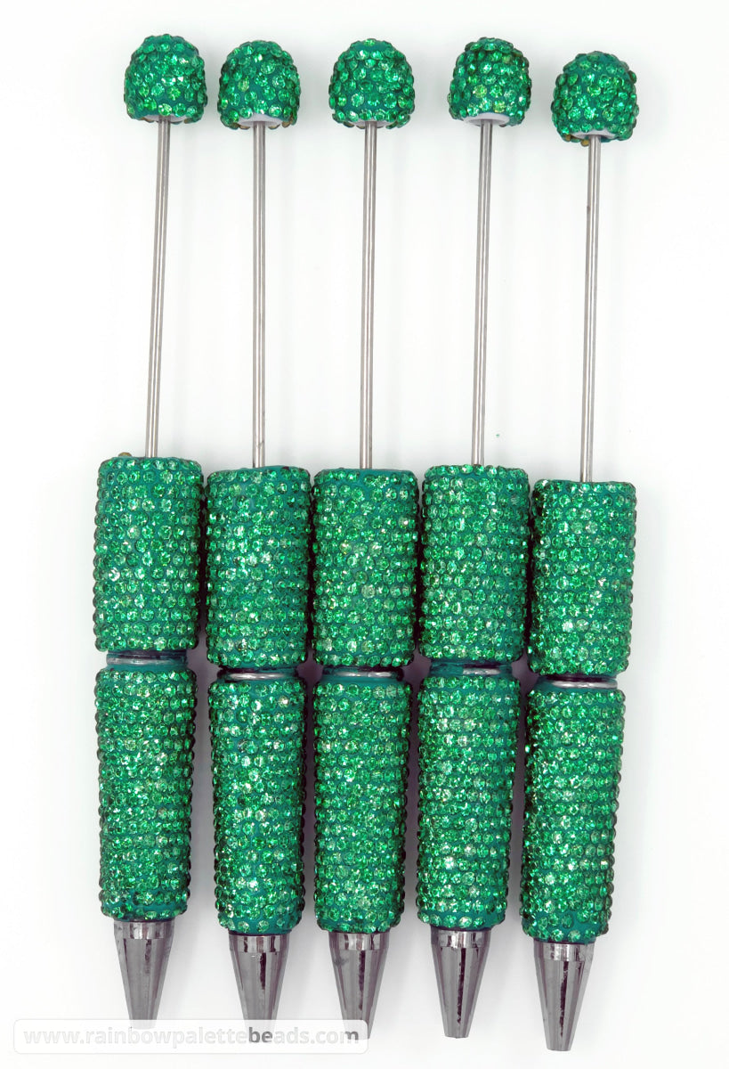 Solid Christmas Green Crystal Full Rhinestone Beadable Diamond Pen