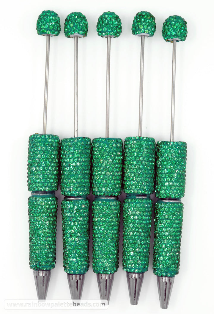 Solid Christmas Green Crystal Full Rhinestone Beadable Diamond Pen