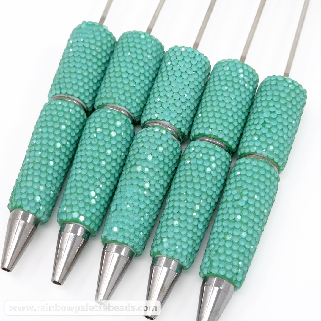 Solid Clear Crystal Seafoam Full Rhinestone Beadable Diamond Pen