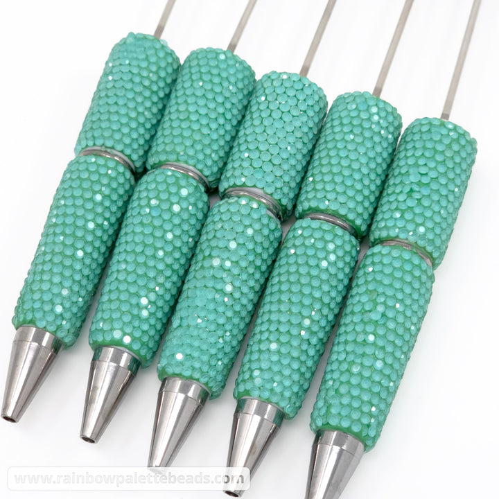 Solid Clear Crystal Seafoam Full Rhinestone Beadable Diamond Pen