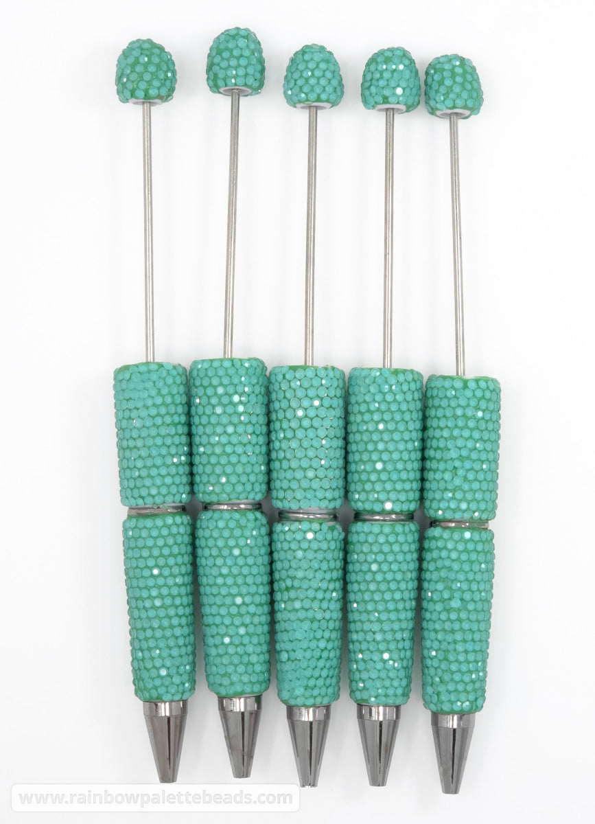 Solid Clear Crystal Seafoam Full Rhinestone Beadable Diamond Pen
