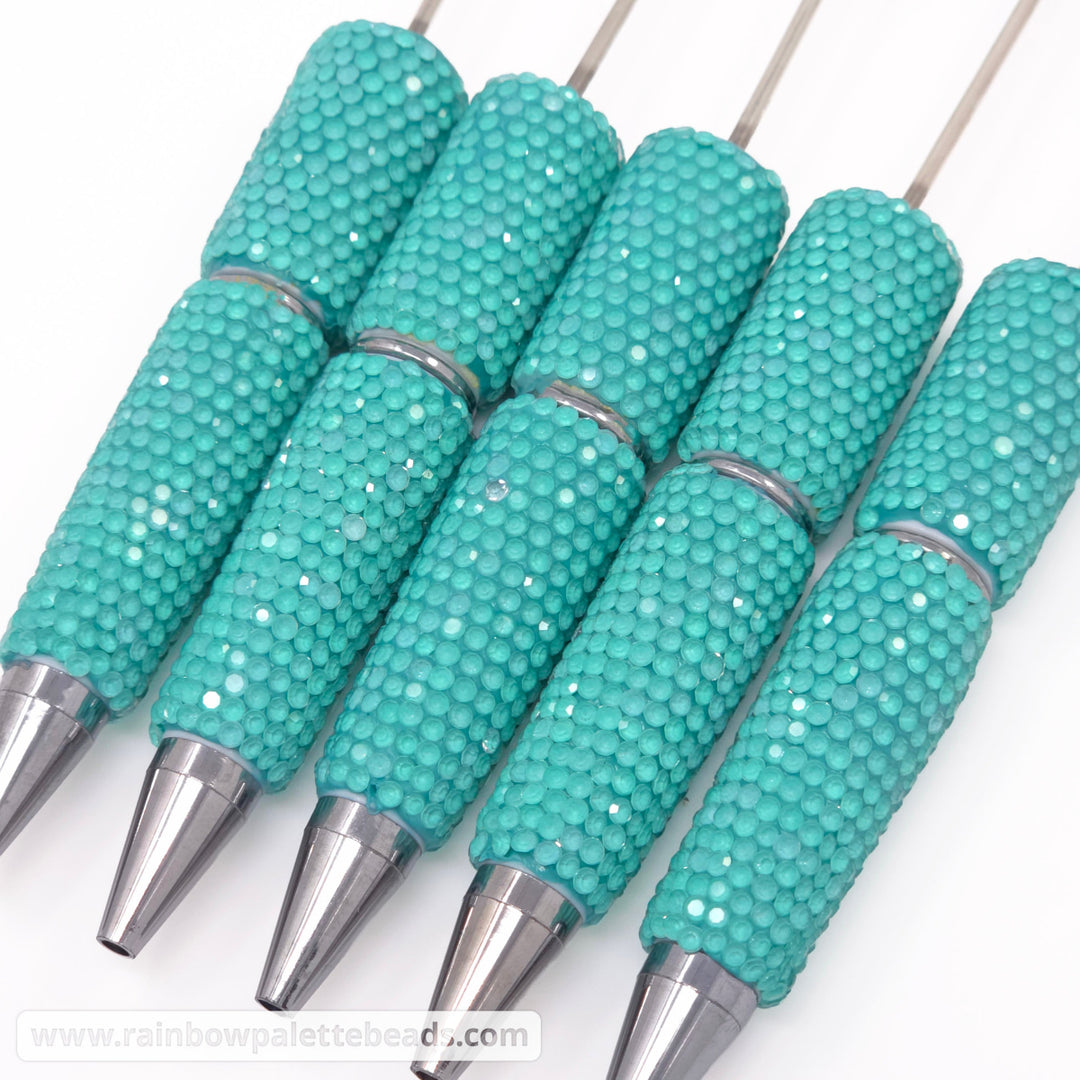 Solid Clear Crystal Turquoise Full Rhinestone Beadable Diamond Pen