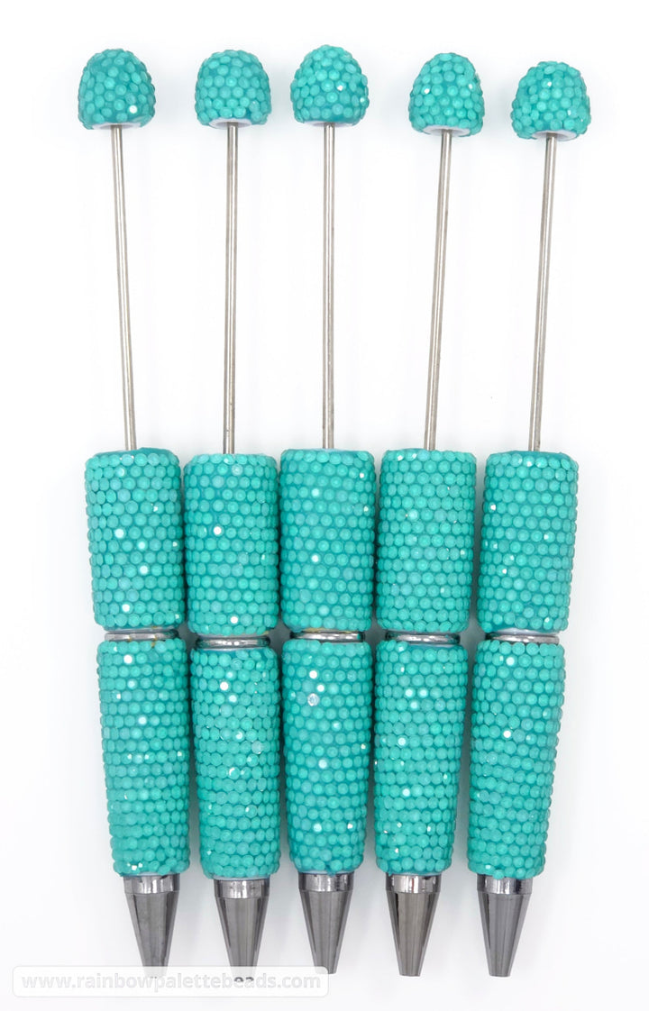 Solid Clear Crystal Turquoise Full Rhinestone Beadable Diamond Pen
