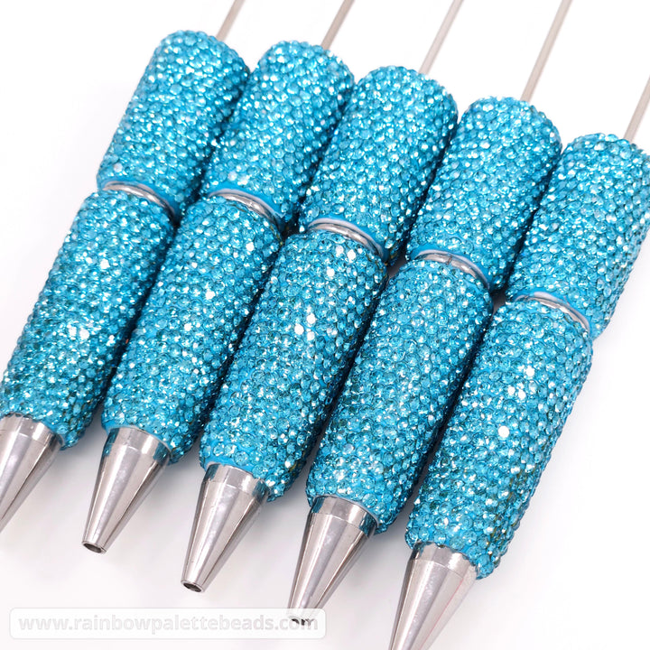 Solid Cyan Crystal Full Rhinestone Beadable Diamond Pen