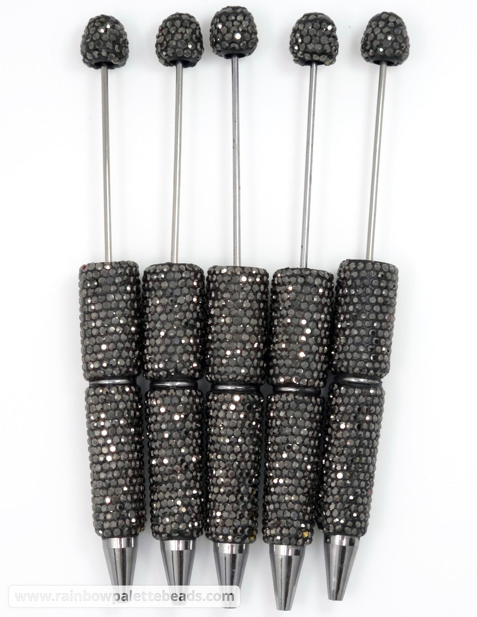 Solid Dark Gray Stud Full Rhinestone Beadable Diamond Pen