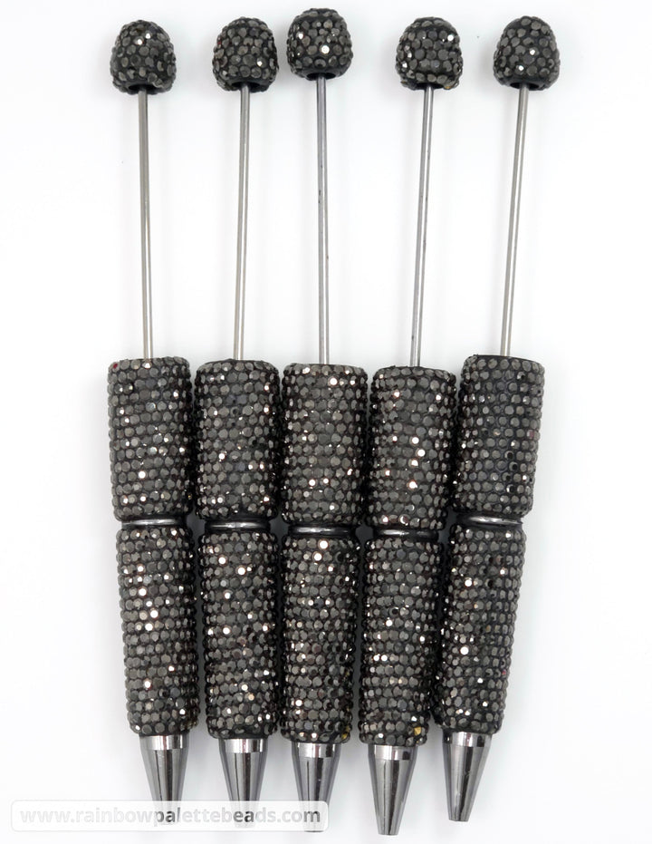 Solid Dark Gray Stud Full Rhinestone Beadable Diamond Pen