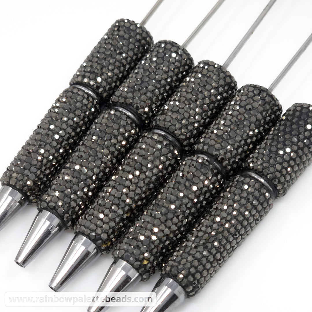 Solid Dark Gray Stud Full Rhinestone Beadable Diamond Pen