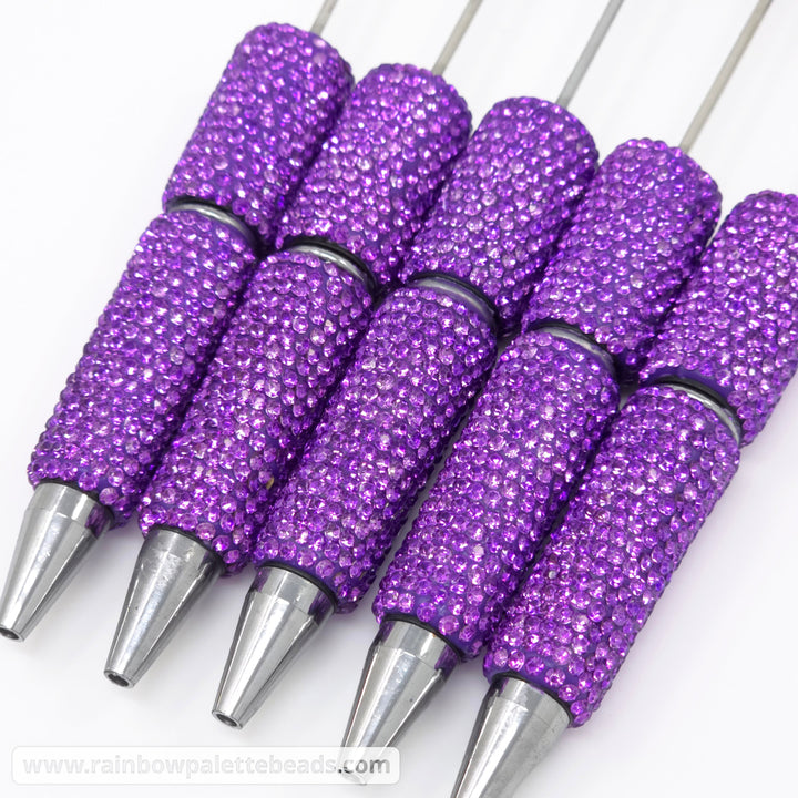 Solid Dazzling Purple Crystal Full Rhinestone Beadable Diamond Pen