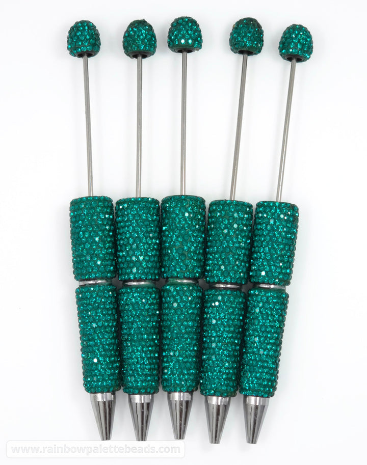 Solid Emerald Teal Crystal Full Rhinestone Beadable Diamond Pen