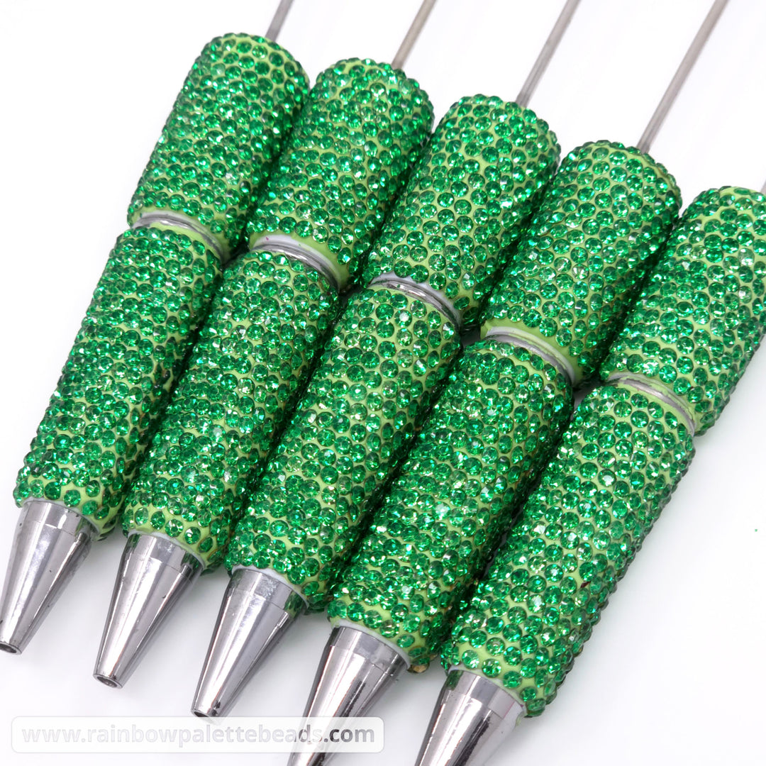 Solid Green Crystal Full Rhinestone Beadable Diamond Pen