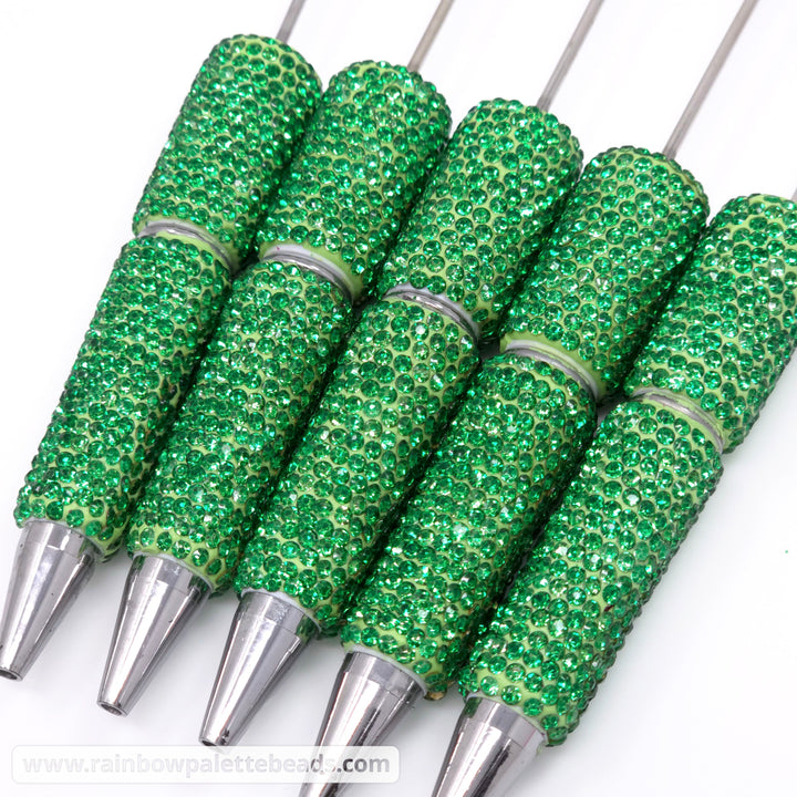 Solid Green Crystal Full Rhinestone Beadable Diamond Pen