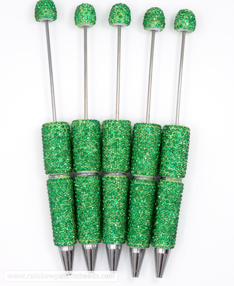 Solid Green Crystal Full Rhinestone Beadable Diamond Pen