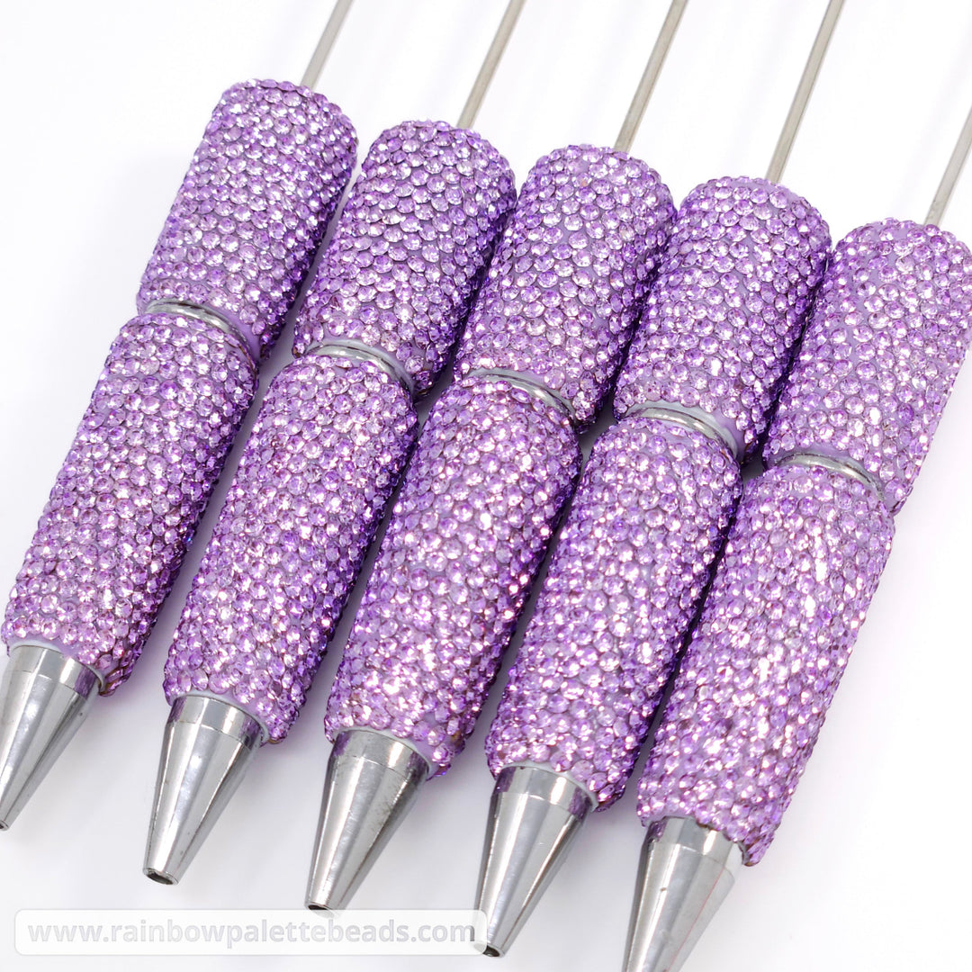 Solid Lavender Crystal Full Rhinestone Beadable Diamond Pen