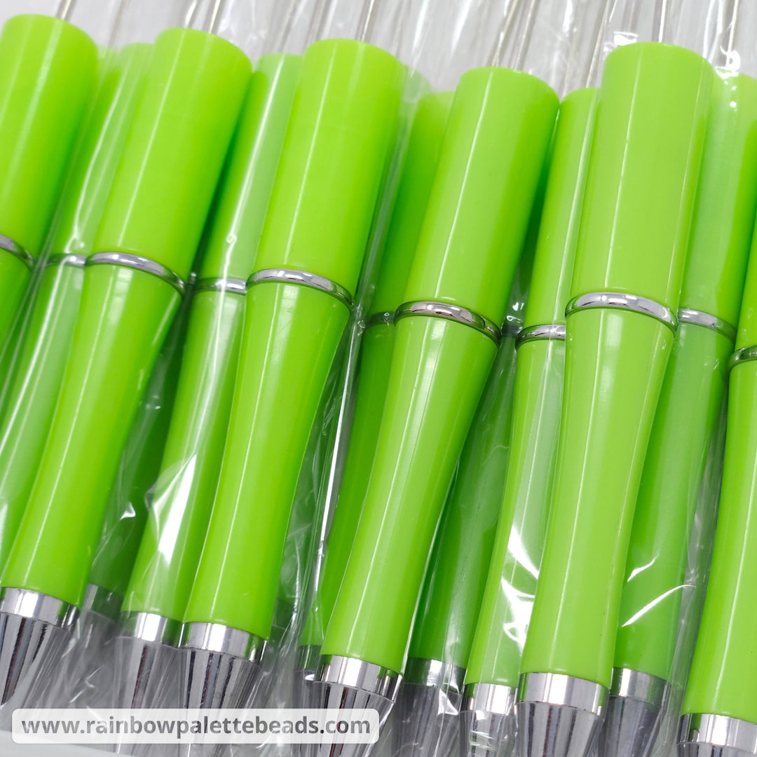Solid Lime Beadable Plastic Pen