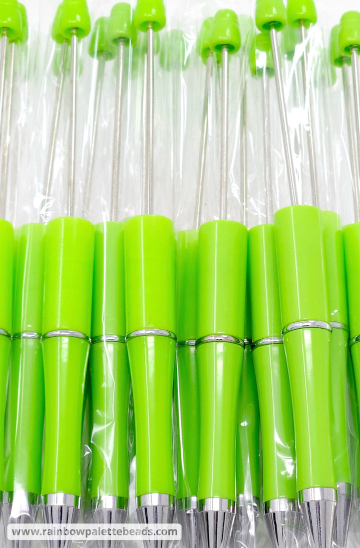 Solid Lime Beadable Plastic Pen