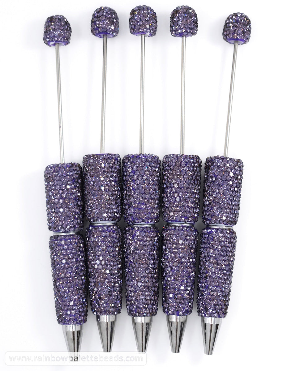 Solid Purple Crystal Full Rhinestone Beadable Diamond Pen