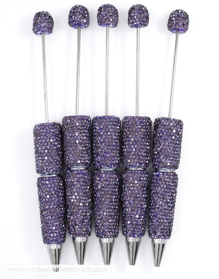 Solid Purple Crystal Full Rhinestone Beadable Diamond Pen
