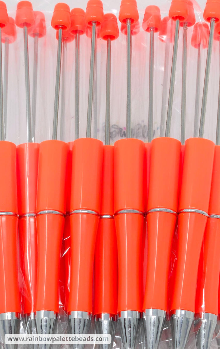 Solid Neon Orange Beadable Plastic Pen