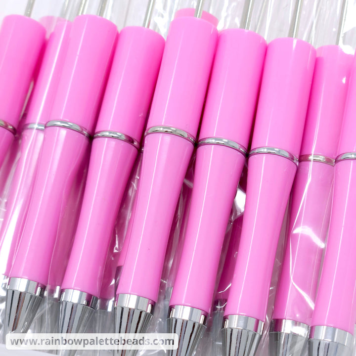 Solid Pink Beadable Plastic Pen