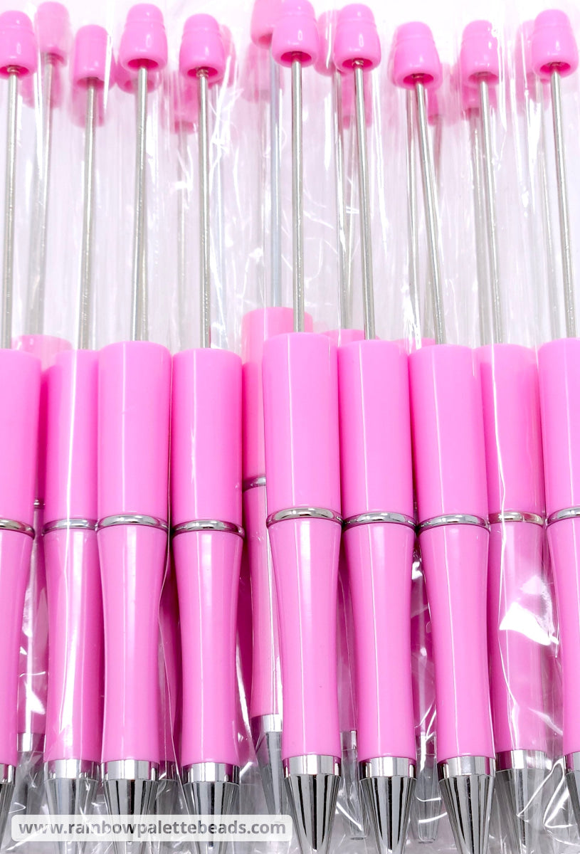 Solid Pink Beadable Plastic Pen