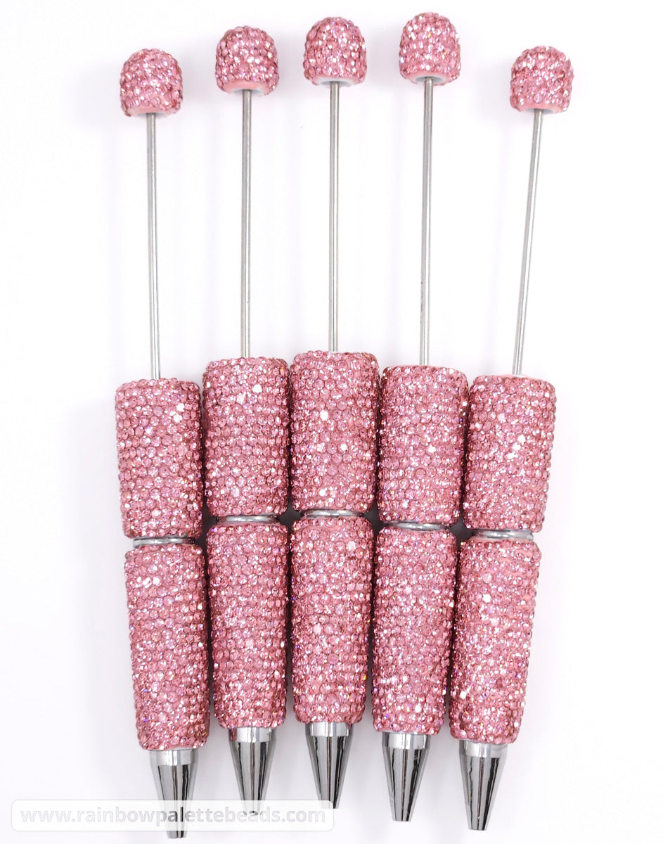 Solid Pink Crystal Full Rhinestone Beadable Diamond Pen