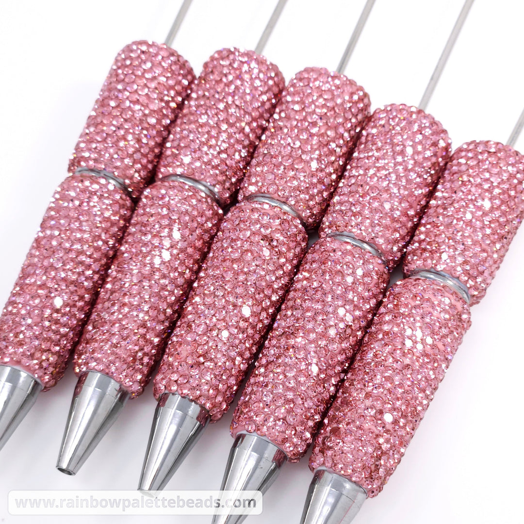 Solid Pink Crystal Full Rhinestone Beadable Diamond Pen