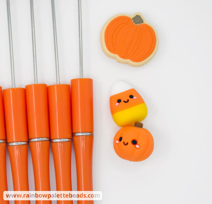 Solid Pumpkin Orange Beadable Plastic Pen