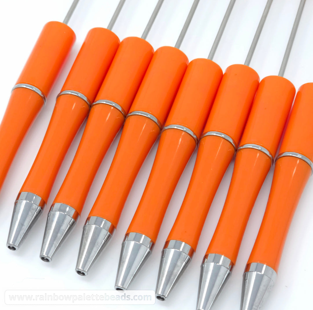 Solid Pumpkin Orange Beadable Plastic Pen