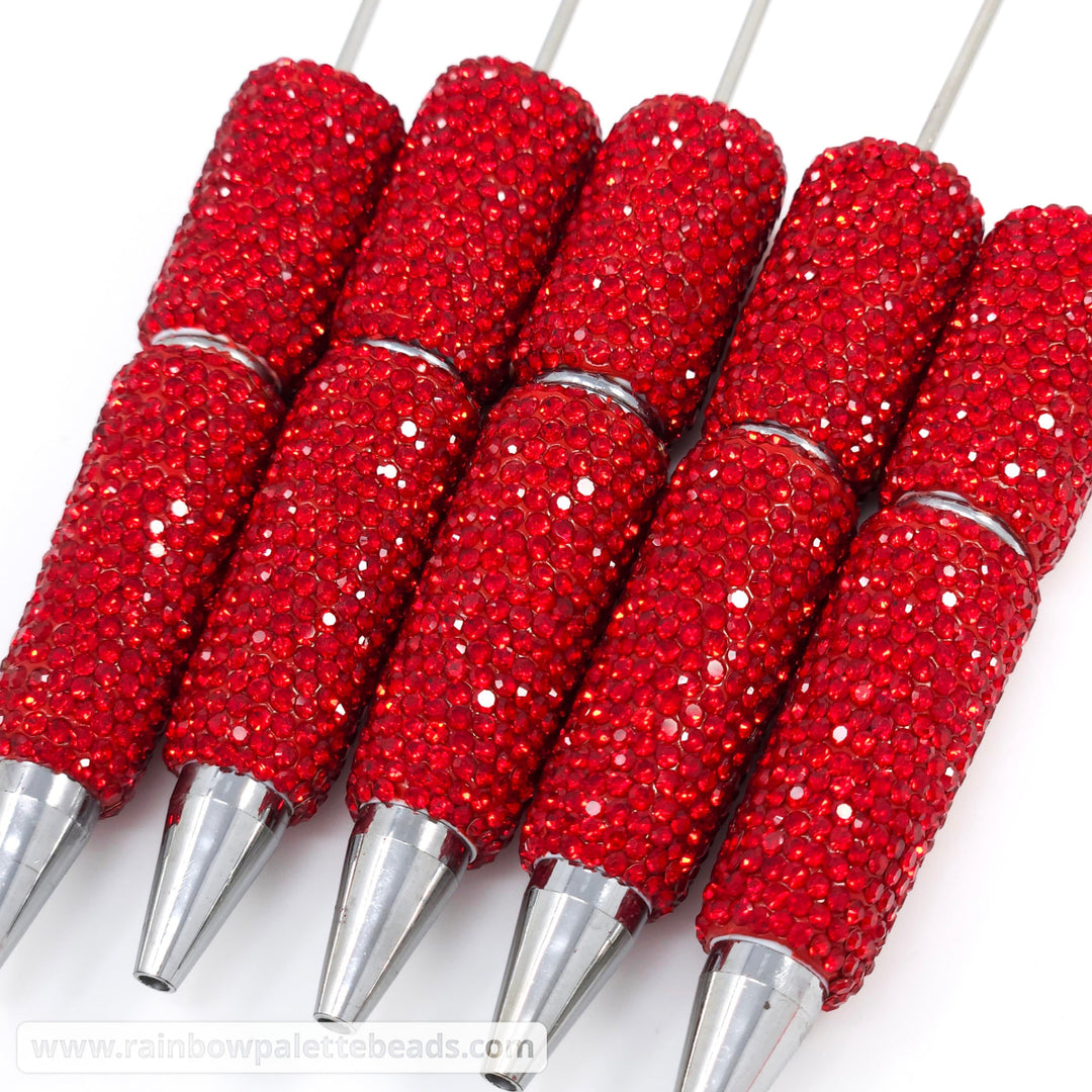 Solid Red Crystal Full Rhinestone Beadable Diamond Pen