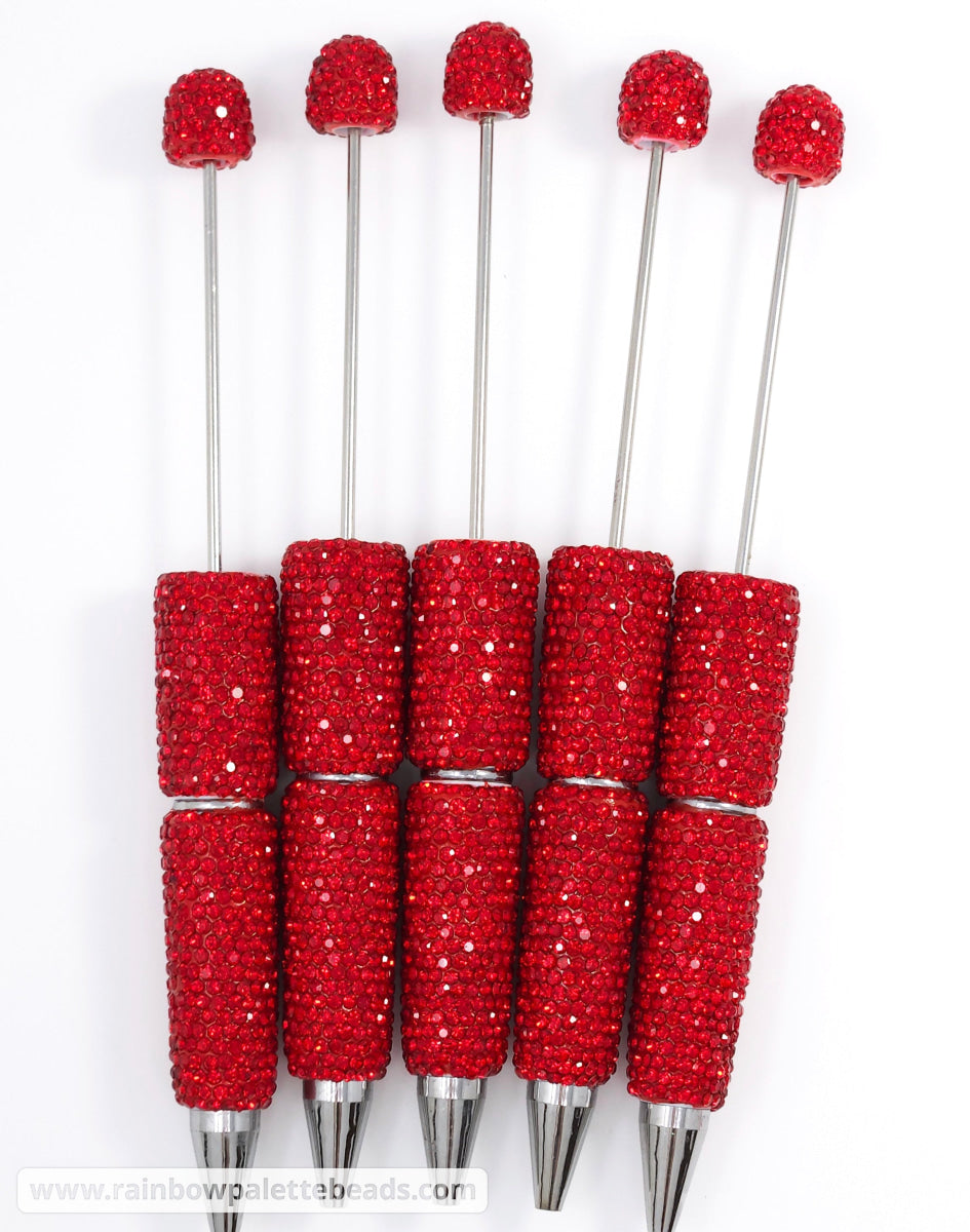 Solid Red Crystal Full Rhinestone Beadable Diamond Pen