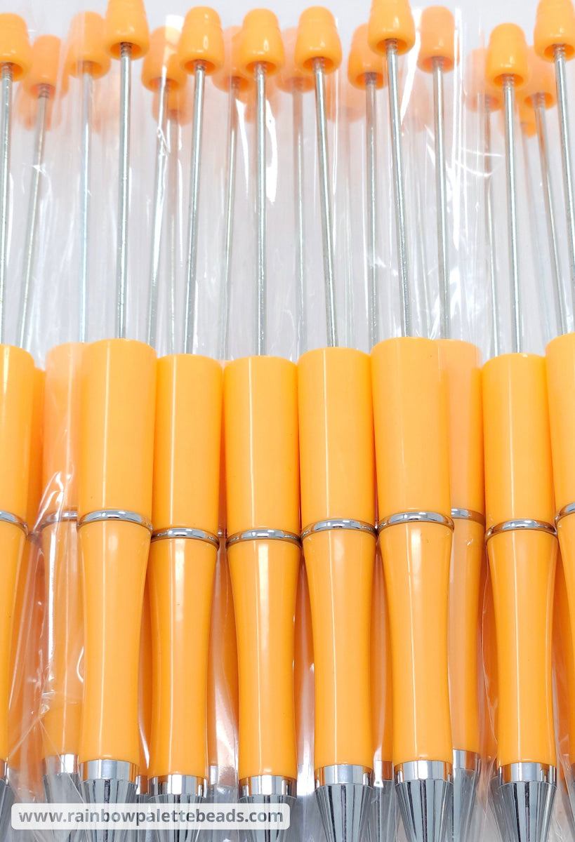 Solid Spring Orange Beadable Plastic Pen