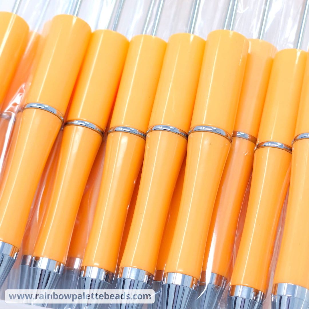 Solid Spring Orange Beadable Plastic Pen