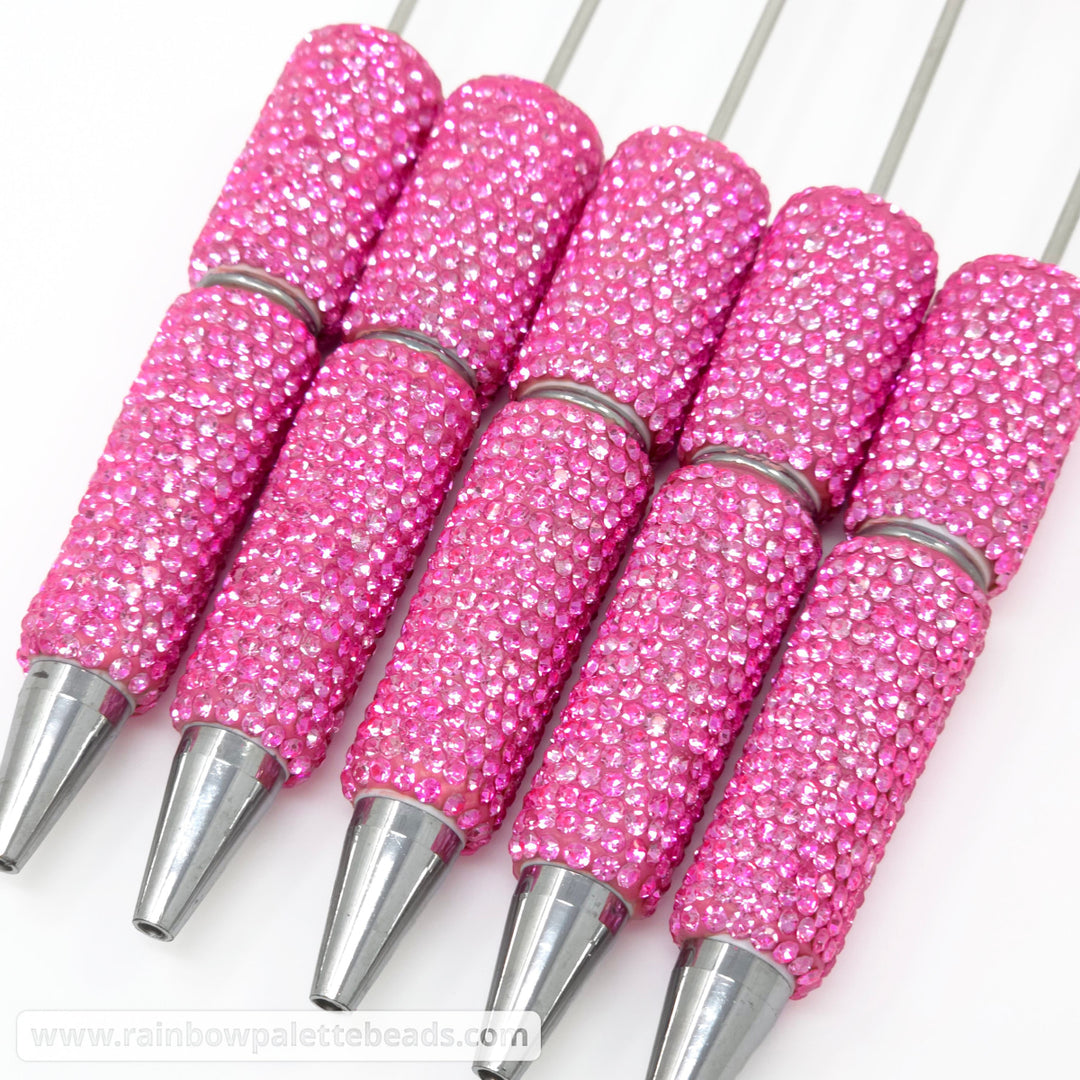 Solid Sweet Pink Crystal Full Rhinestone Beadable Diamond Pen
