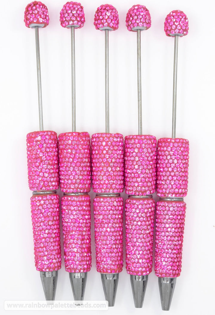Solid Sweet Pink Crystal Full Rhinestone Beadable Diamond Pen