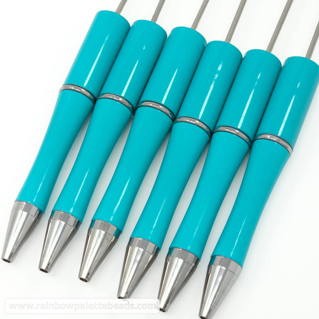 Solid Turquoise Beadable Plastic Pen