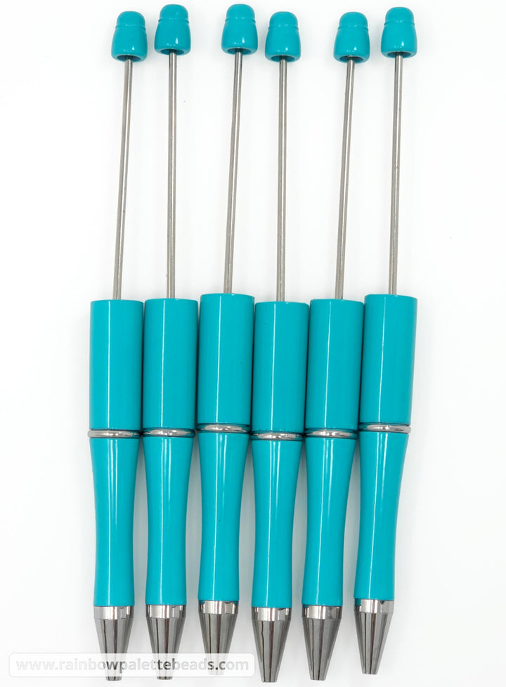 Solid Turquoise Beadable Plastic Pen