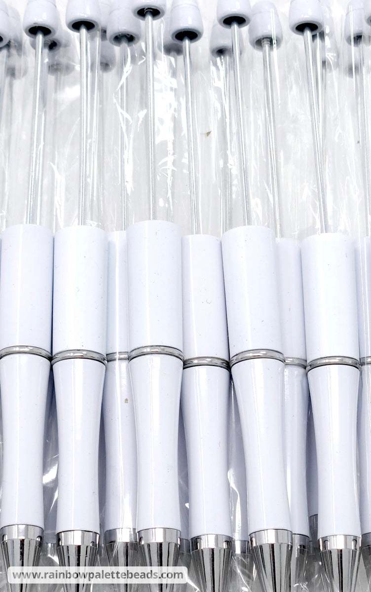 Solid White Beadable Plastic Pen