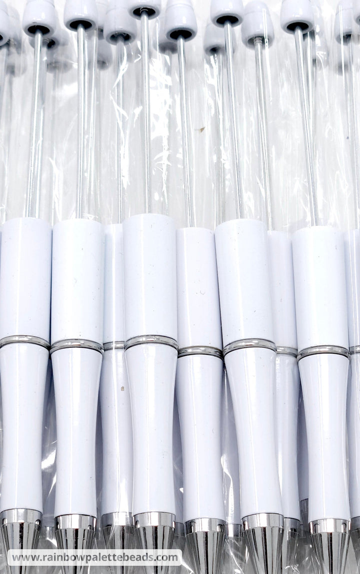 Solid White Beadable Plastic Pen