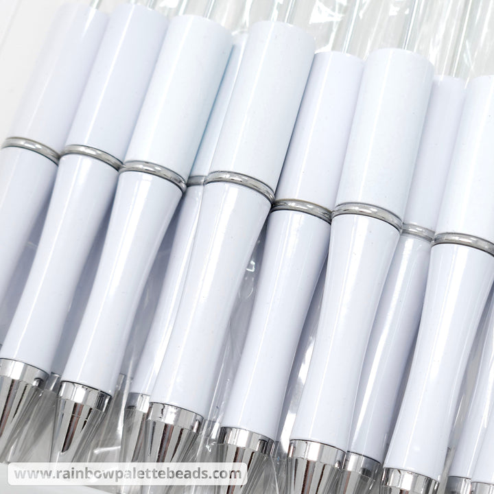 Solid White Beadable Plastic Pen