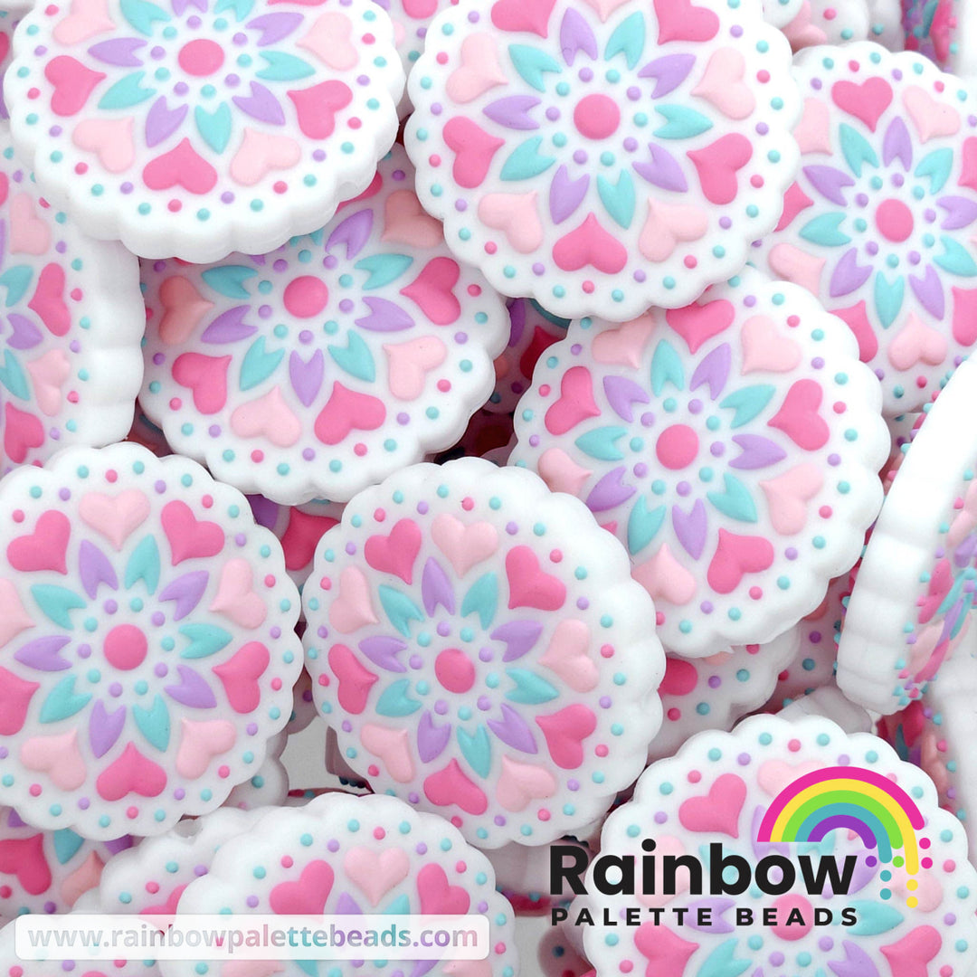 Spring Pastel Mandala Exclusive Silicone Focal Bead Beads