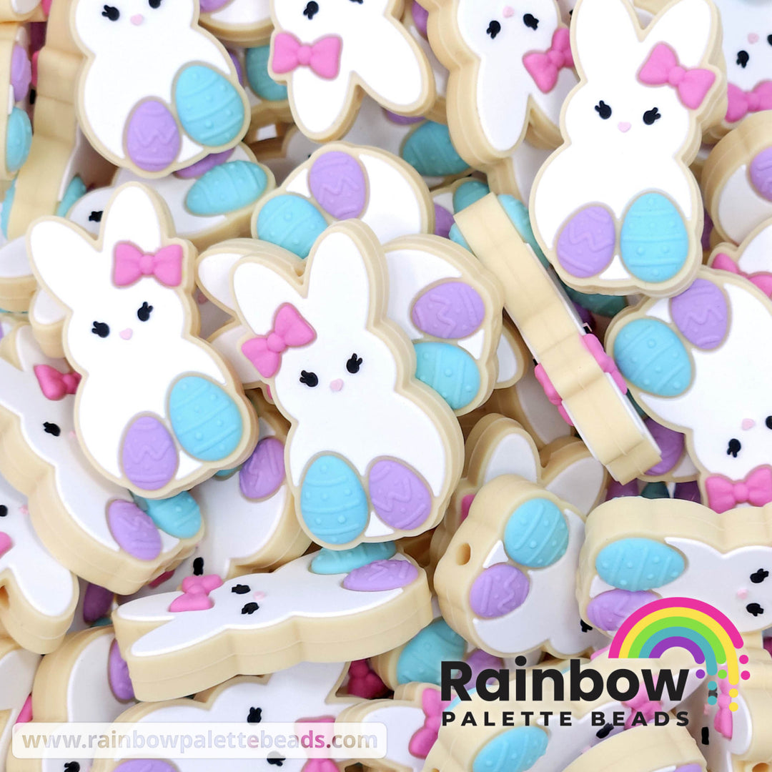 Sweet Easter Bunny & Eggs Cookie Exclusive Silicone Focal Bead Beads