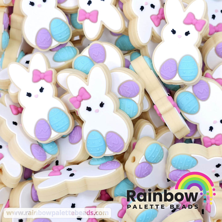 Sweet Easter Bunny & Eggs Cookie Exclusive Silicone Focal Bead Beads