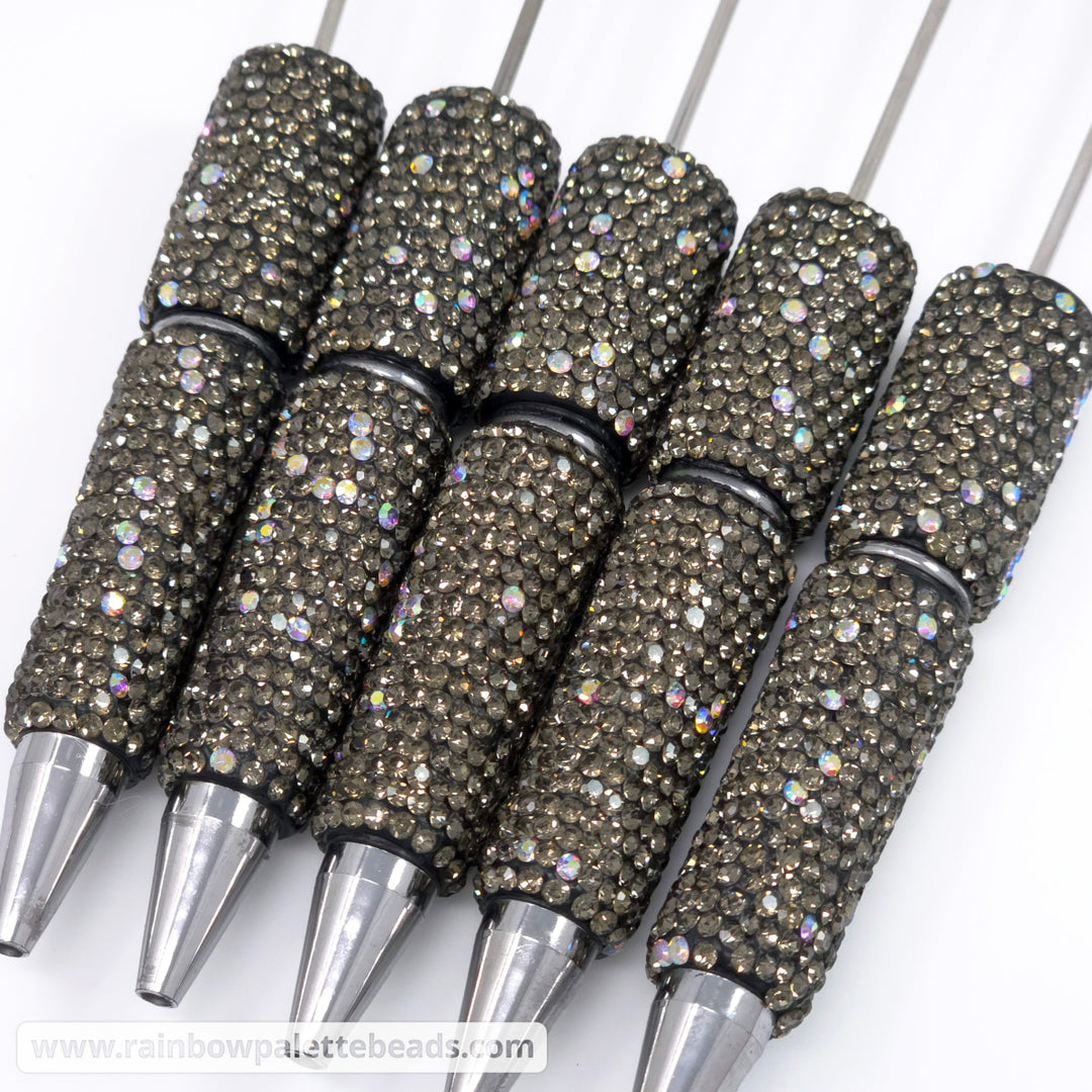 Taupe-Gray Sparkle Full Rhinestone Beadable Diamond Pen
