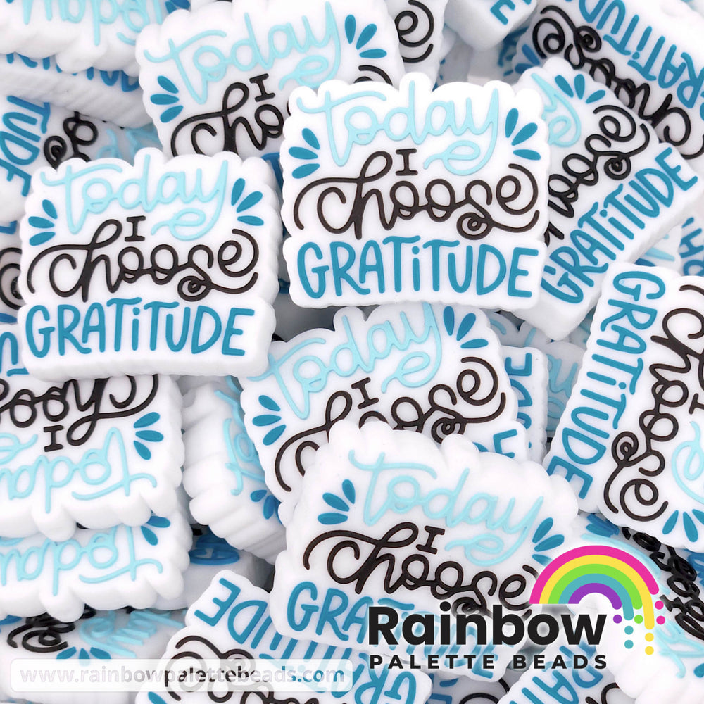 Today I Choose Gratitude Exclusive Silicone Focal Beads Teal Beads