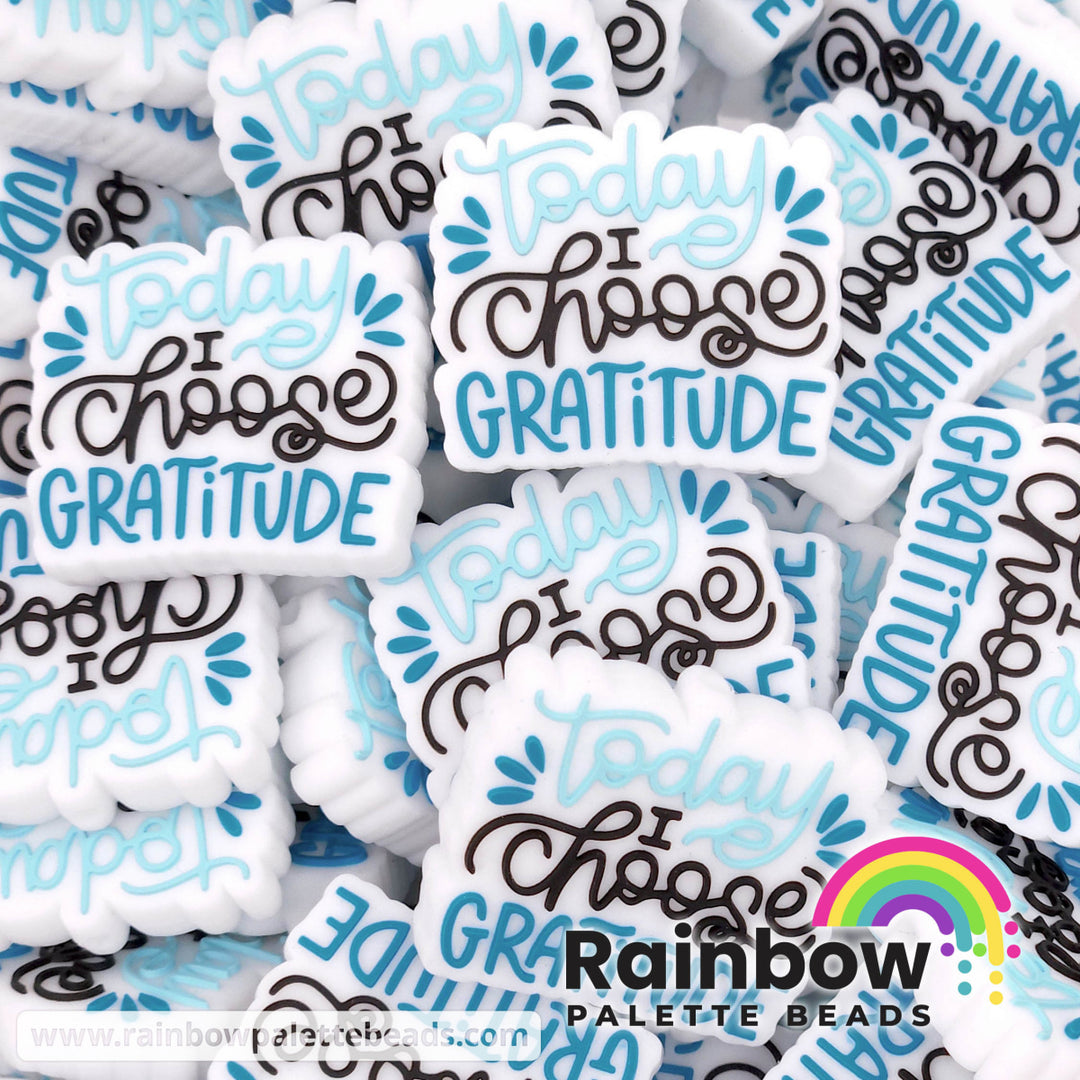 Today I Choose Gratitude Exclusive Silicone Focal Beads Teal Beads