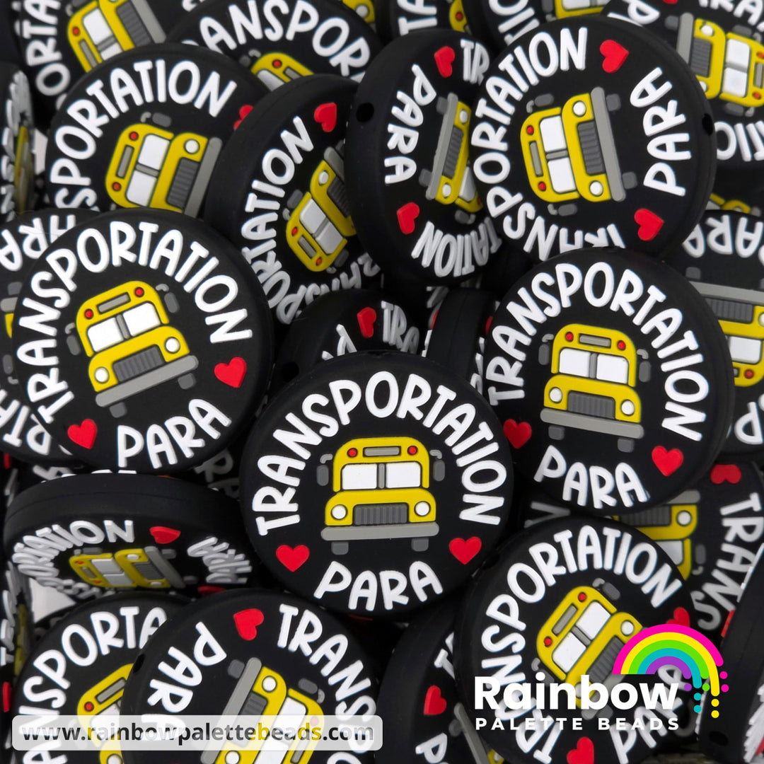 Transportation Para (Bus Paraprofessional) Exclusive Silicone Focal Bead - White - Beads