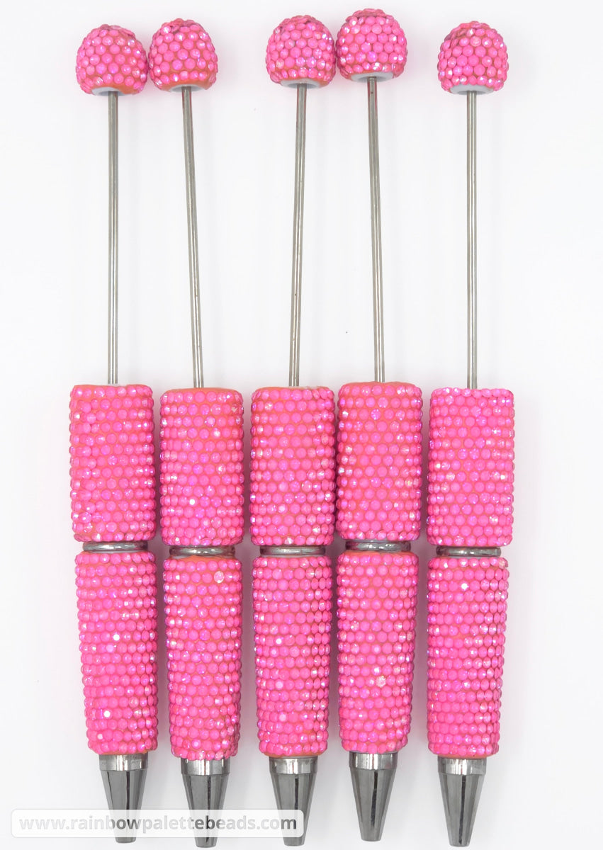 UV Flamingo Pink Shimmer Full Rhinestone Beadable Diamond Pen