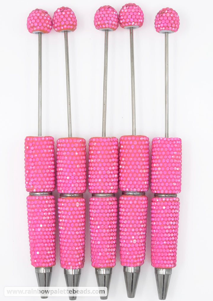 UV Flamingo Pink Shimmer Full Rhinestone Beadable Diamond Pen